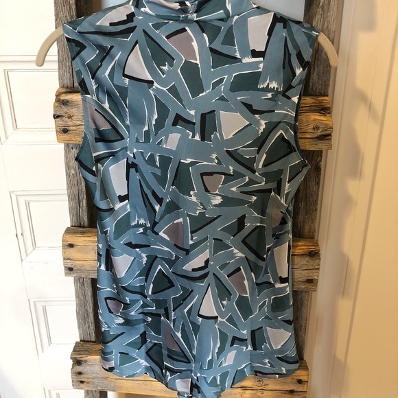 NINE WEST Blue & Silver Sleeveless Blouse - Picture 4 of 7